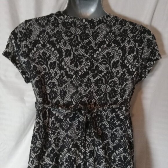Y2K Black Faux Lace Jersey Knit Girls Size 14 Dress Stretch Goth Party George - Picture 11 of 13